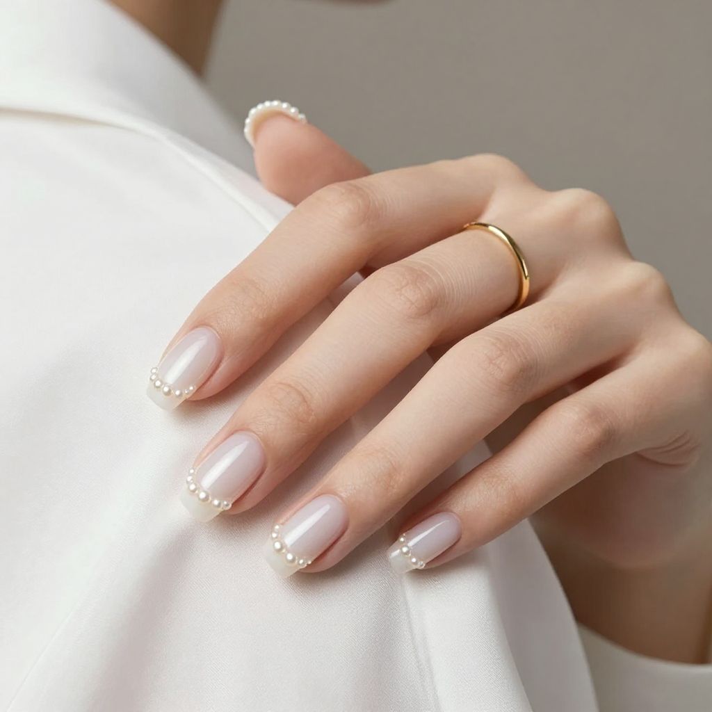 Pearl Collar Classic preppy manicure