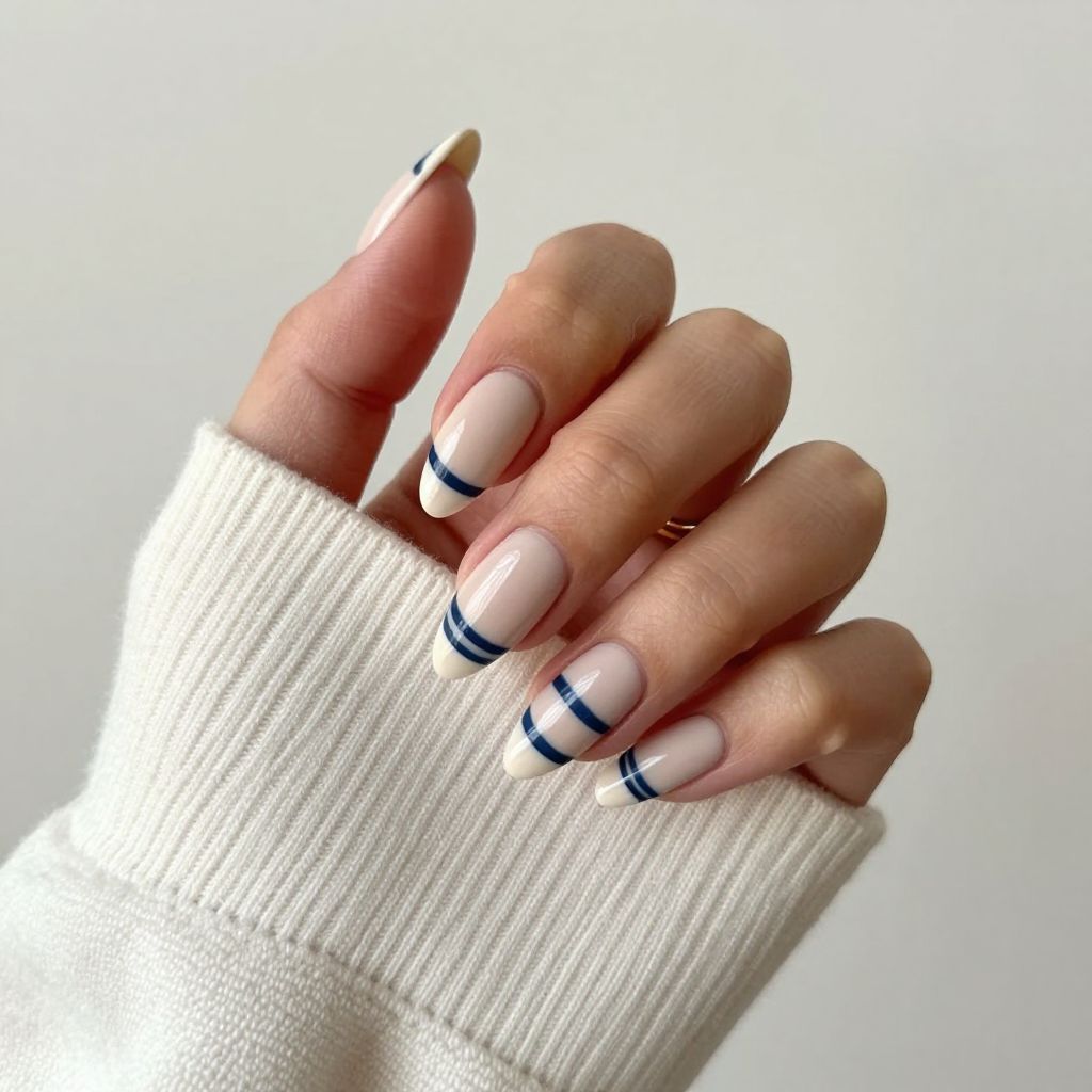 Striped Crew Clean preppy stiletto nails