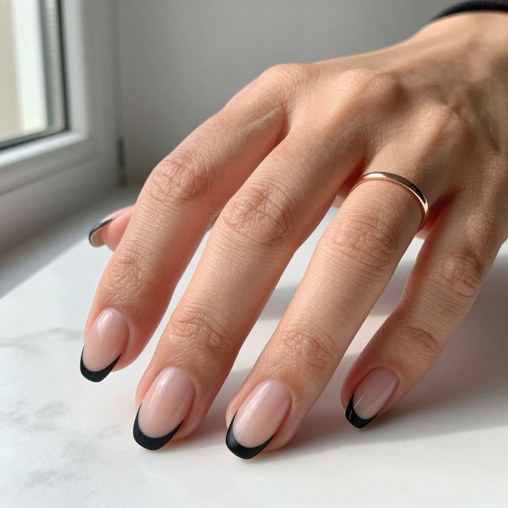 Black Micro French Nails