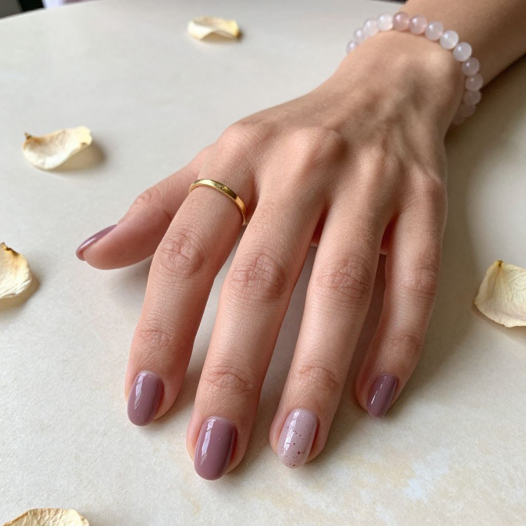 Mauve Gloss Short Oval Nails
