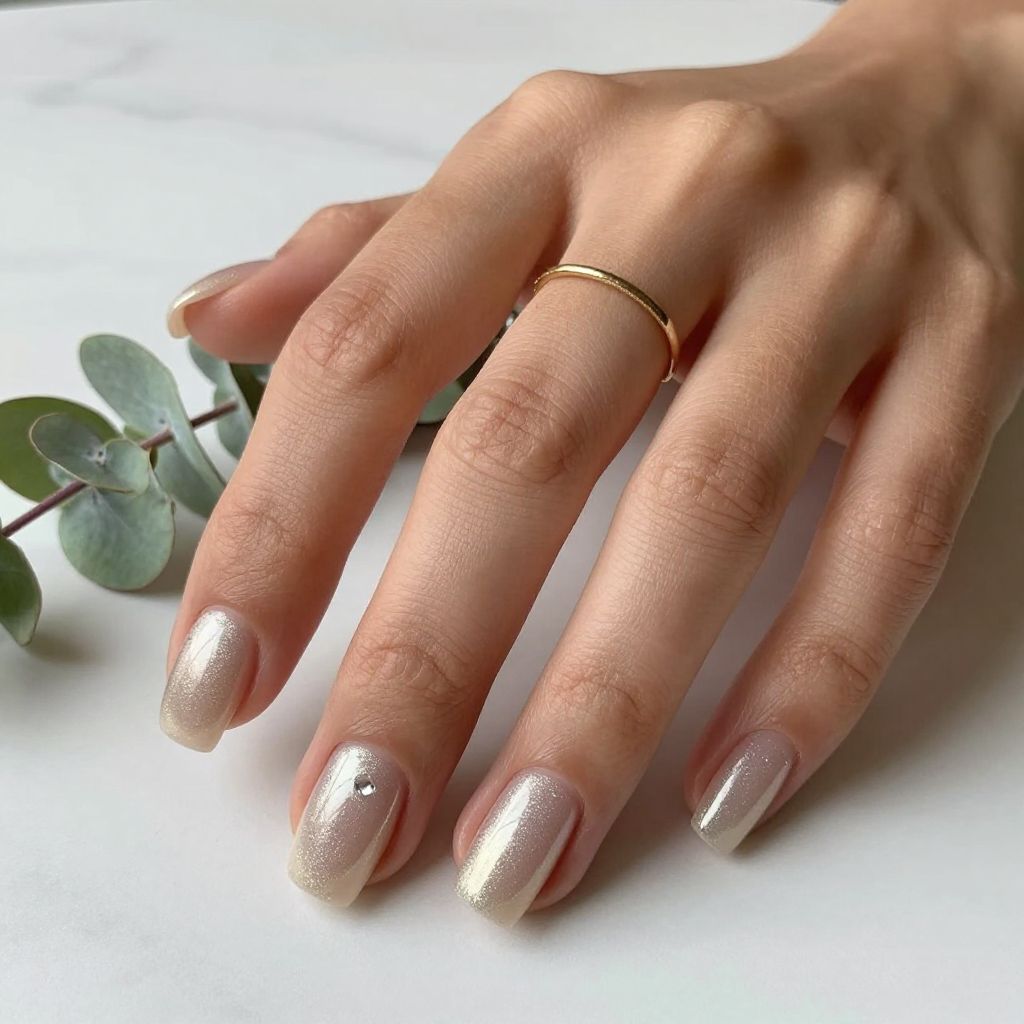 Champagne Shimmer Square Nails