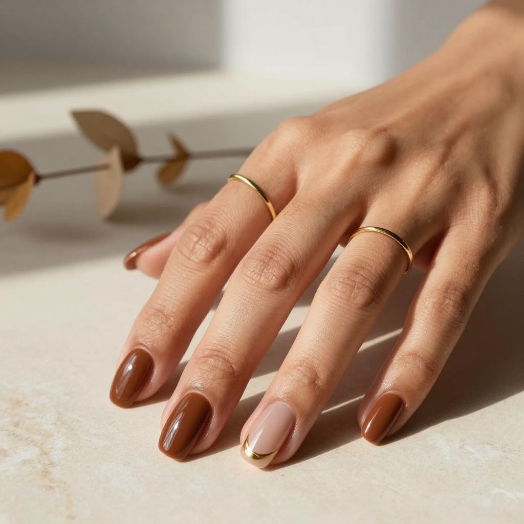 Cocoa Brown Almond Nails