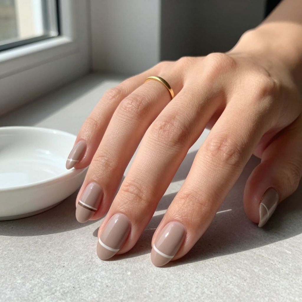 Taupe Minimalist Short Nails
