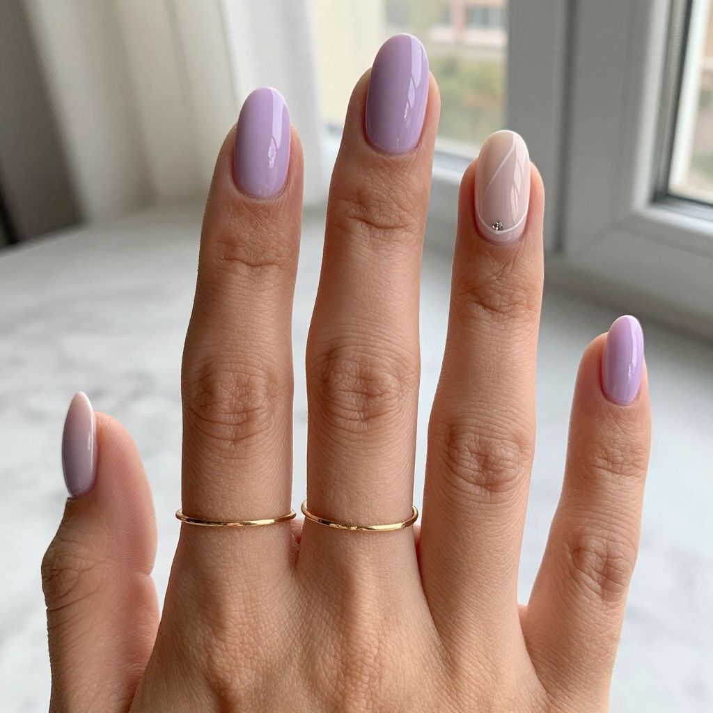 Pale Lavender Almond Nails