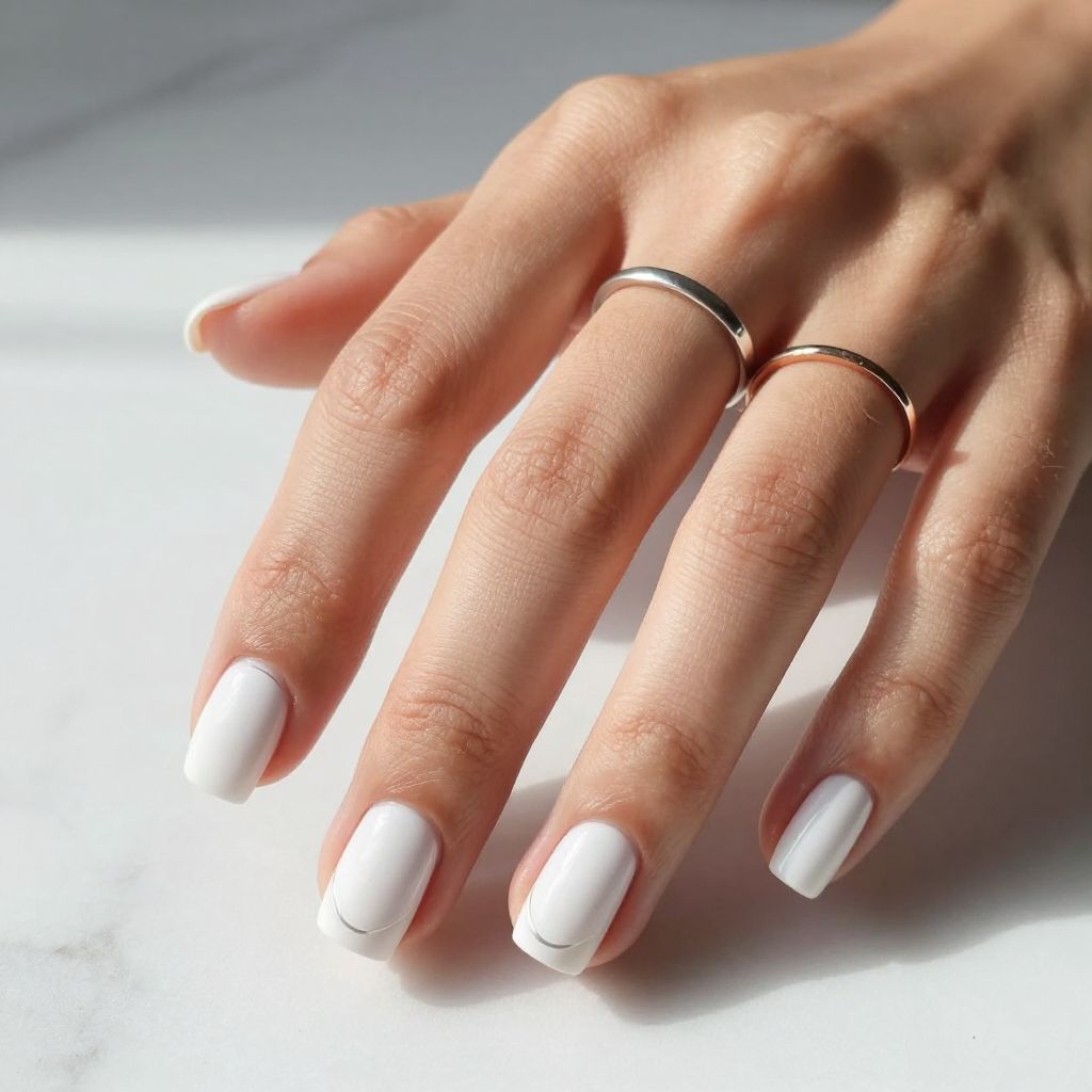 Clean White Square Nails