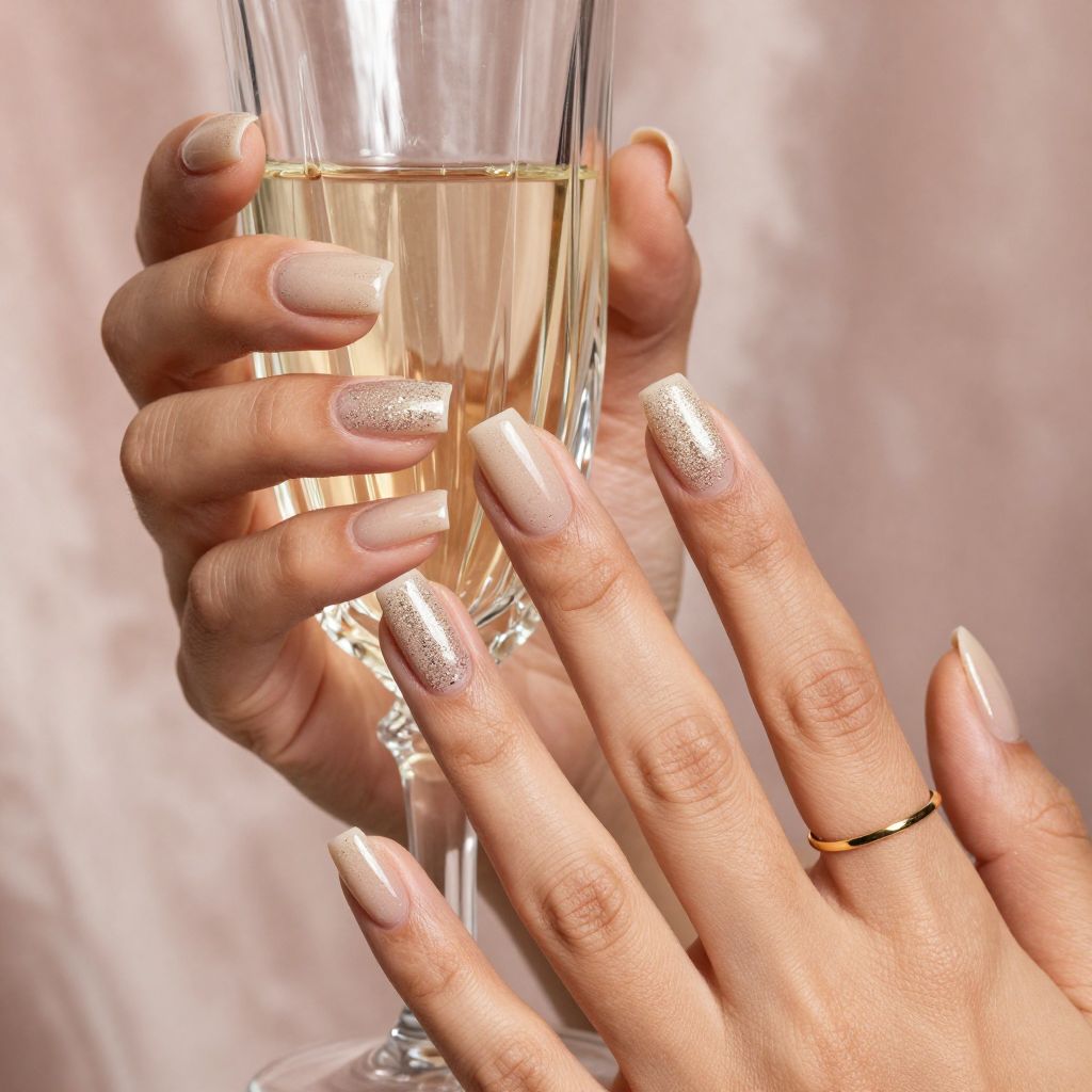 Champagne micro glitter prom nails