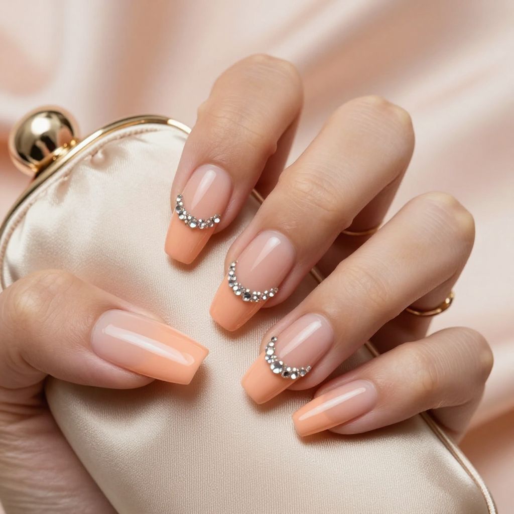 Crystal studded prom nails