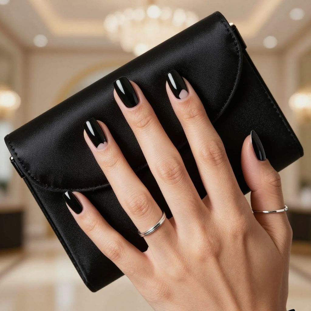 Black tie negative space prom nails