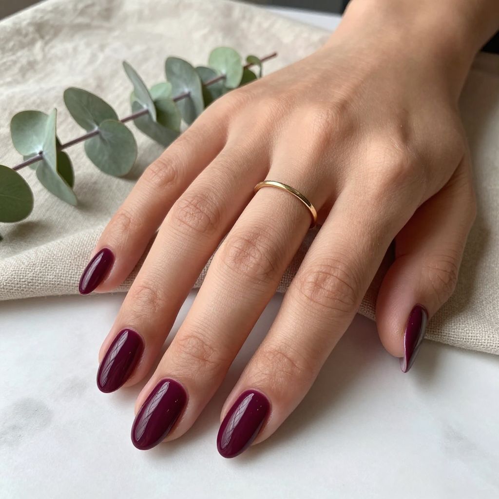 Purple Nail Design Ideas - Deep Plum Almond