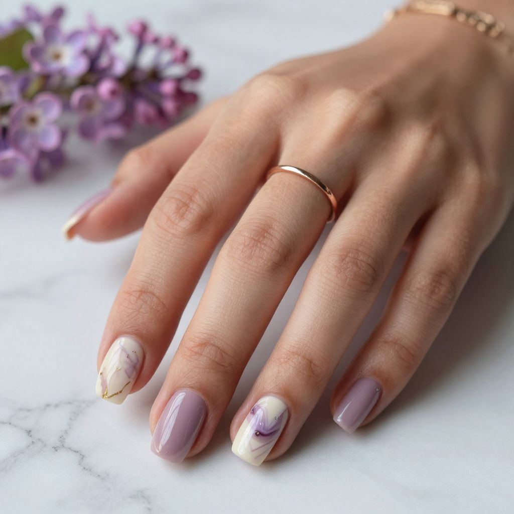 Purple Nail Design Ideas - Mauve Marble Mix