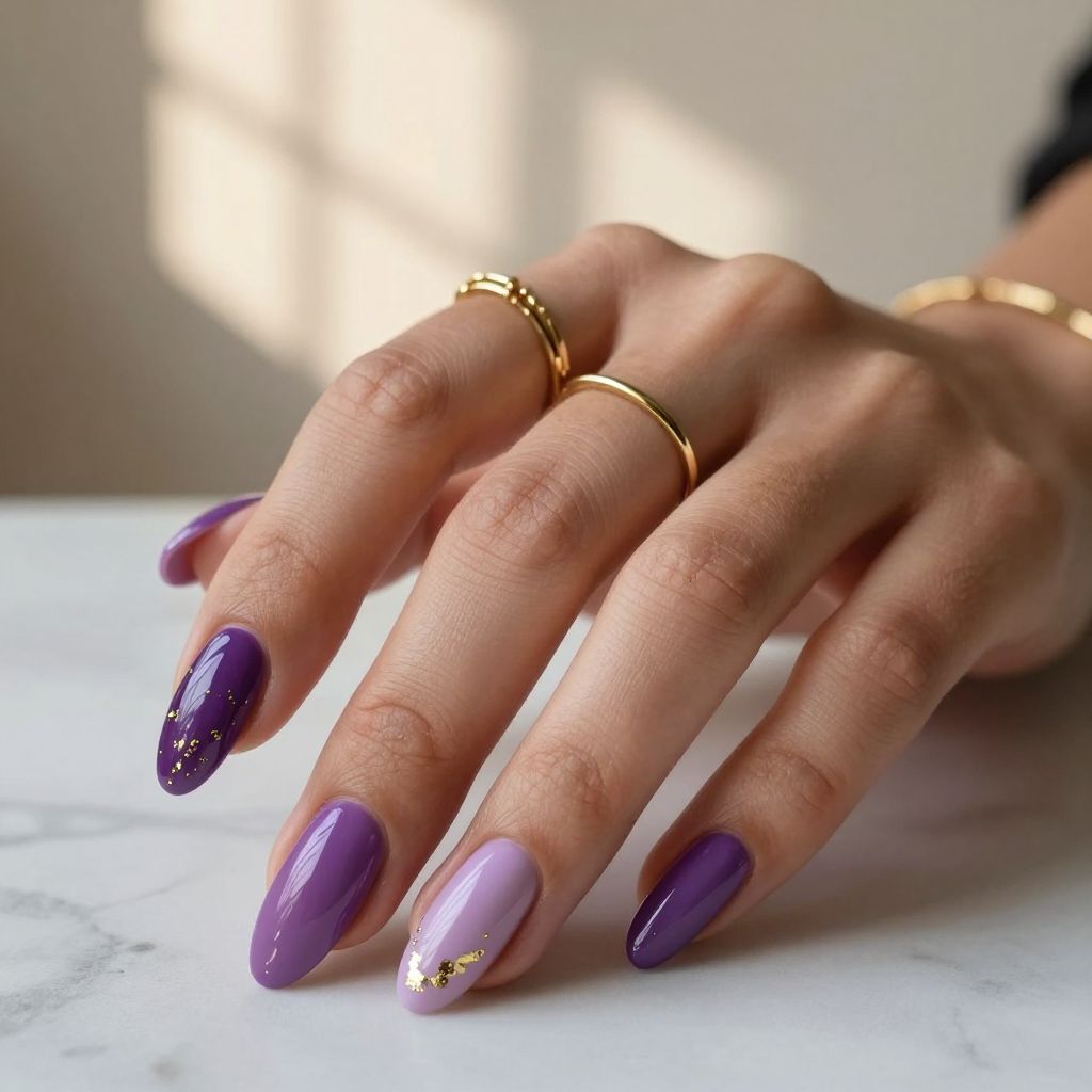 Deep Plum Ombré with Gold Leaf Accents