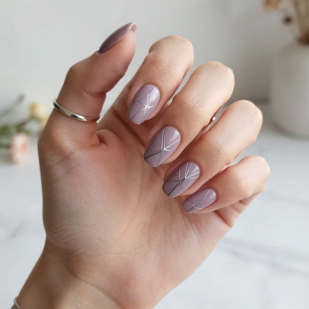 Mauve Purple with Subtle Silver Line Art
