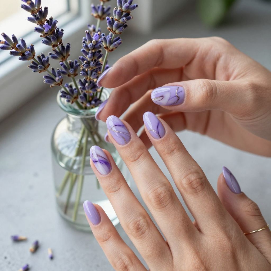 Lavender Marble with Swirled Veining