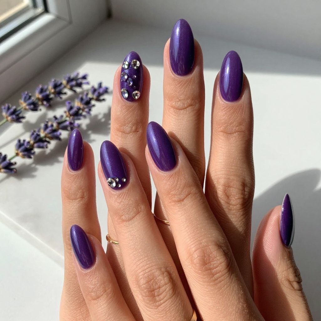 Jewel Tone Purple with Rhinestone Clusters