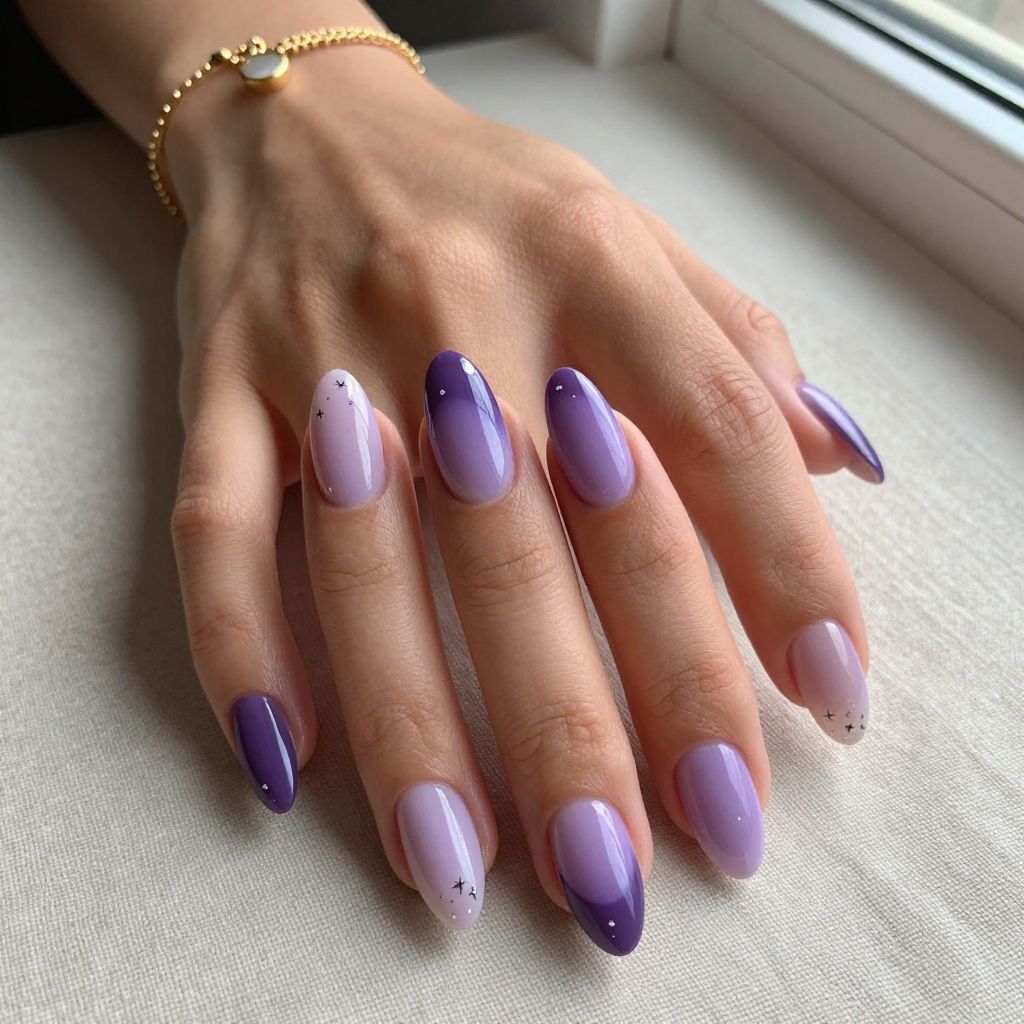 Purple Gradient with Negative Space Moon Design