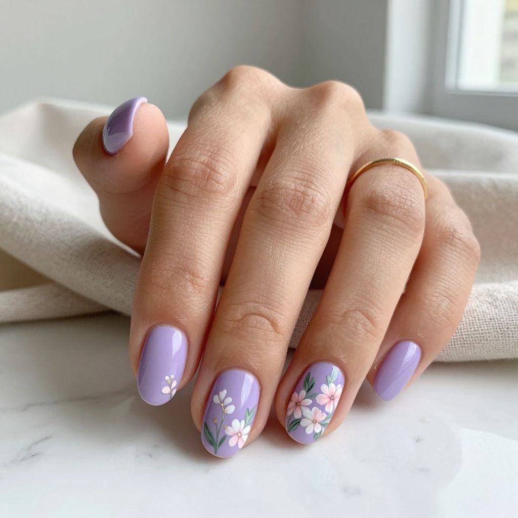 Soft Purple with Delicate Floral Details