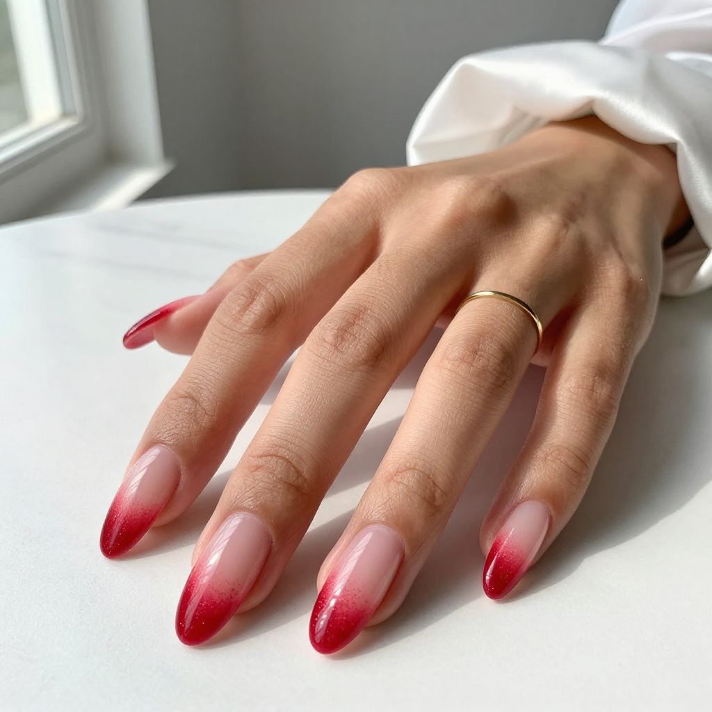 Red Ombré Acrylic Nails
