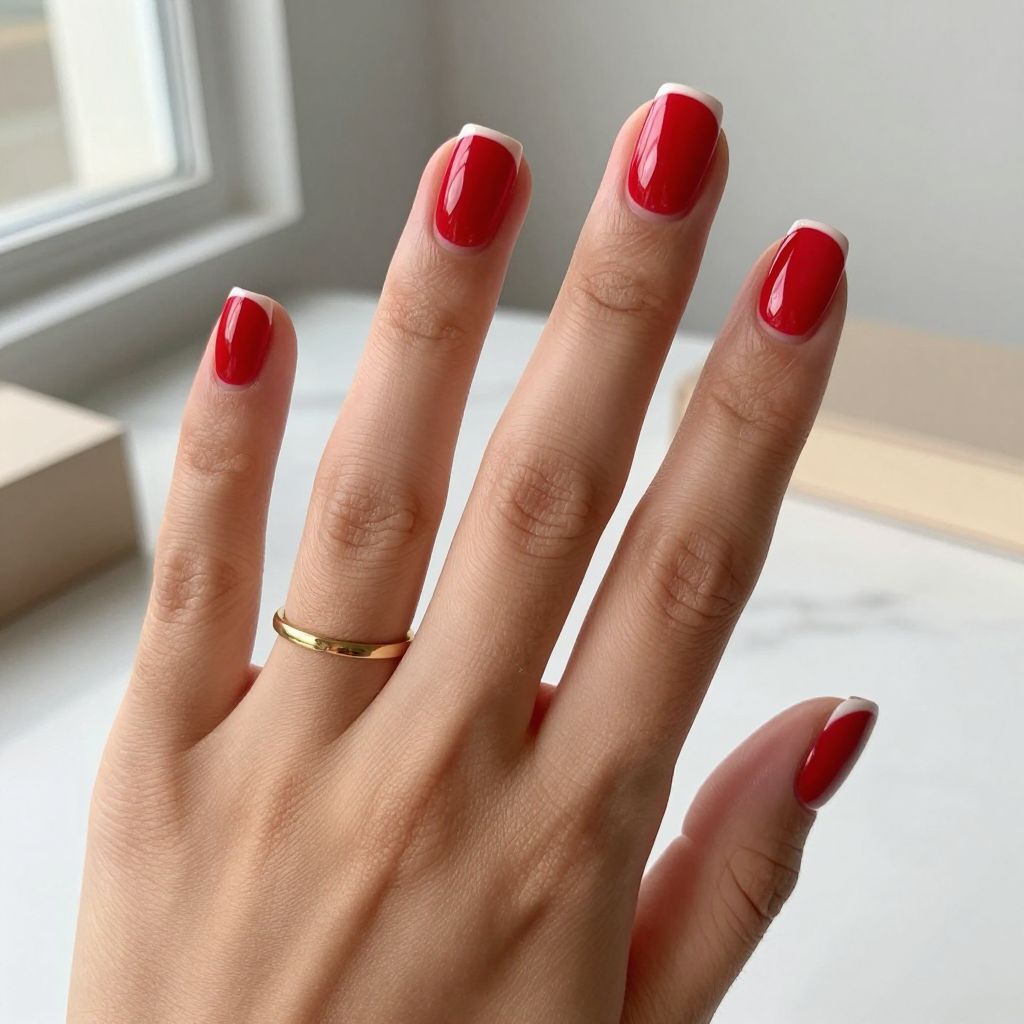 Short Square Red Acrylics