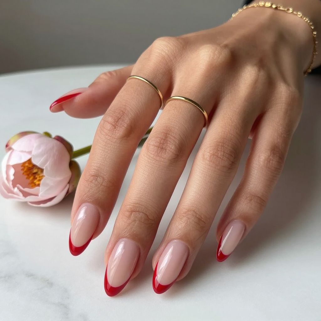 Red French Tip Acrylic Nails
