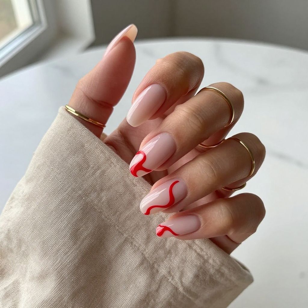 Red and Nude Swirl Acrylics