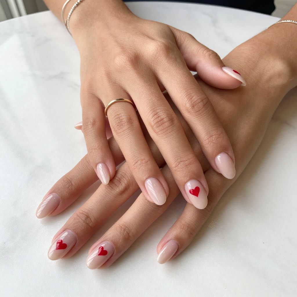 Red Heart Accent Acrylic Nails