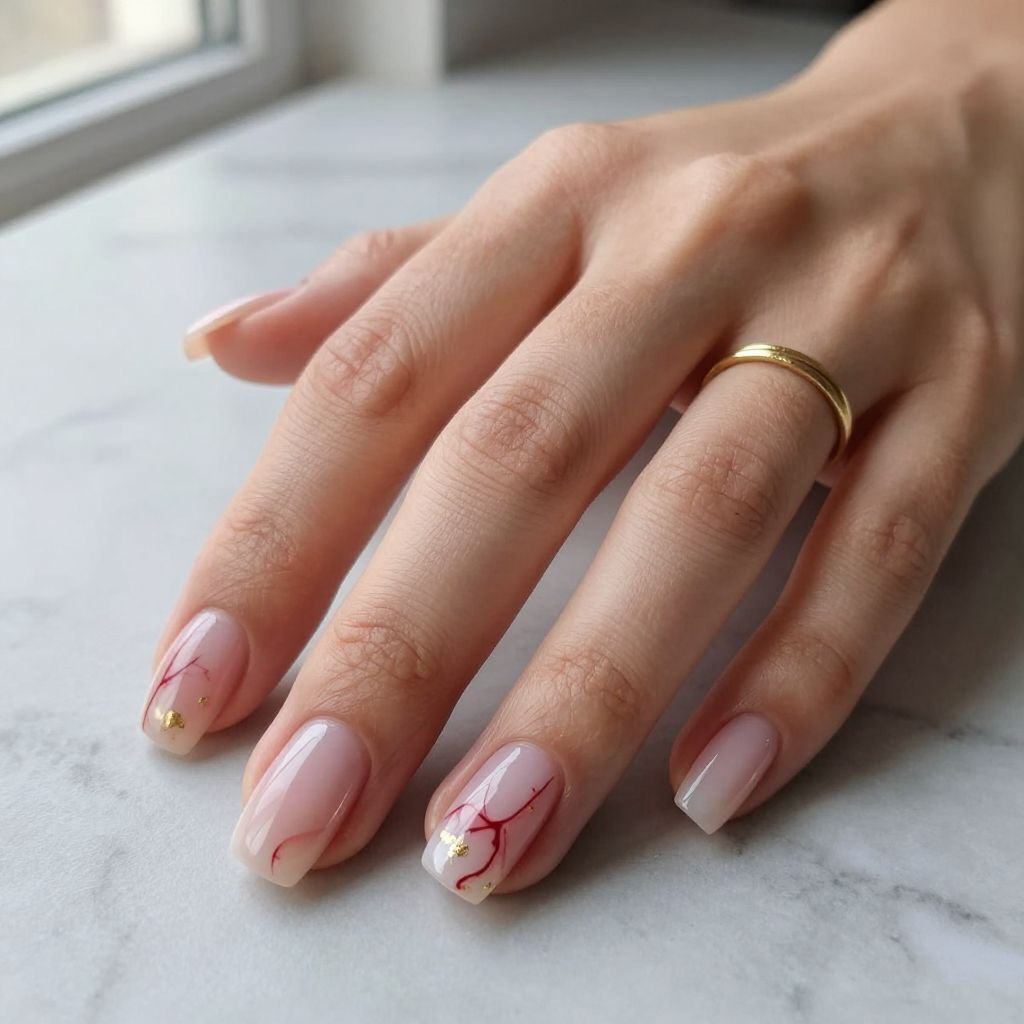 Red Marble Acrylic Nails