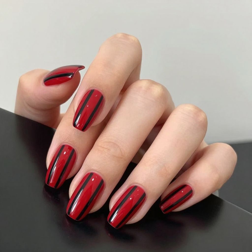 Red and black nail idea 1