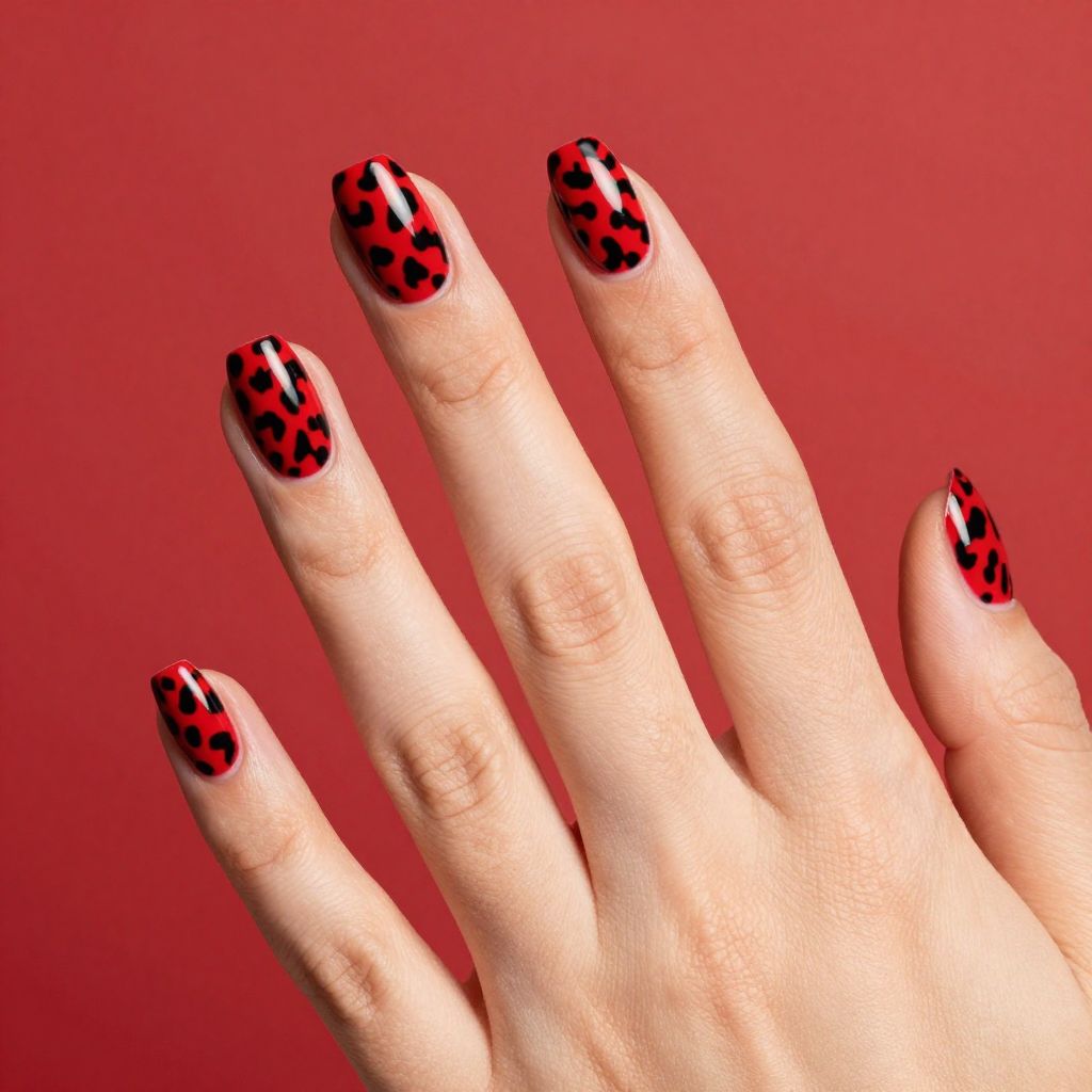 Red and black nail idea 10
