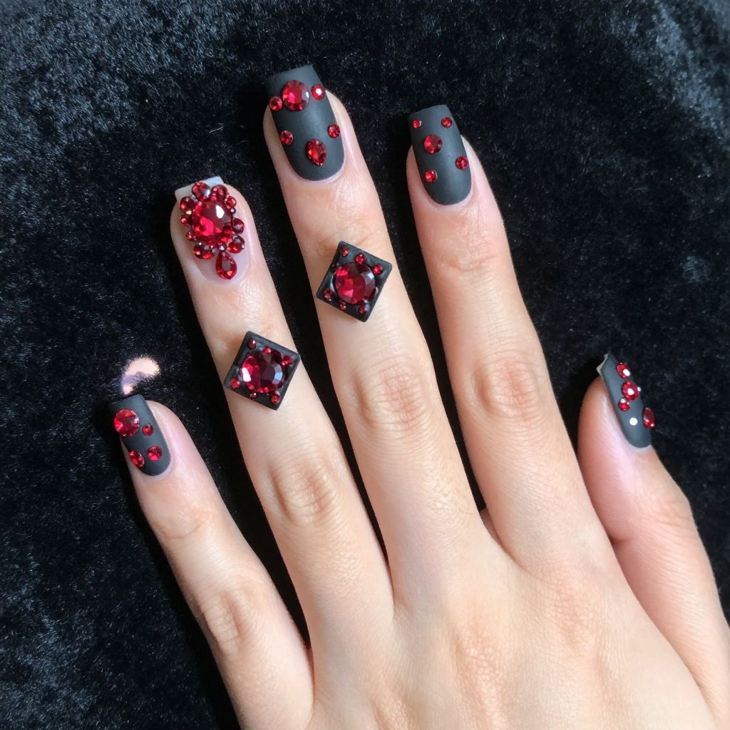 Red and black nail idea 13