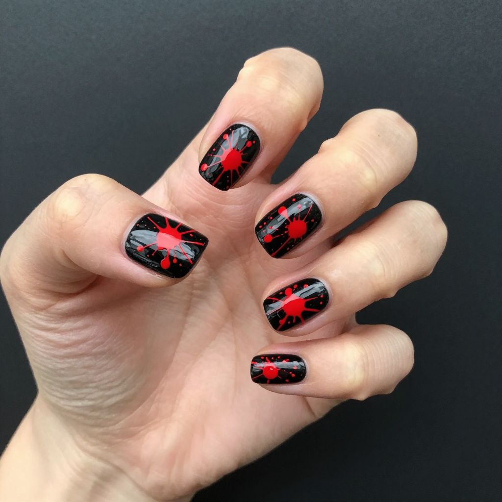 Red and black nail idea 15