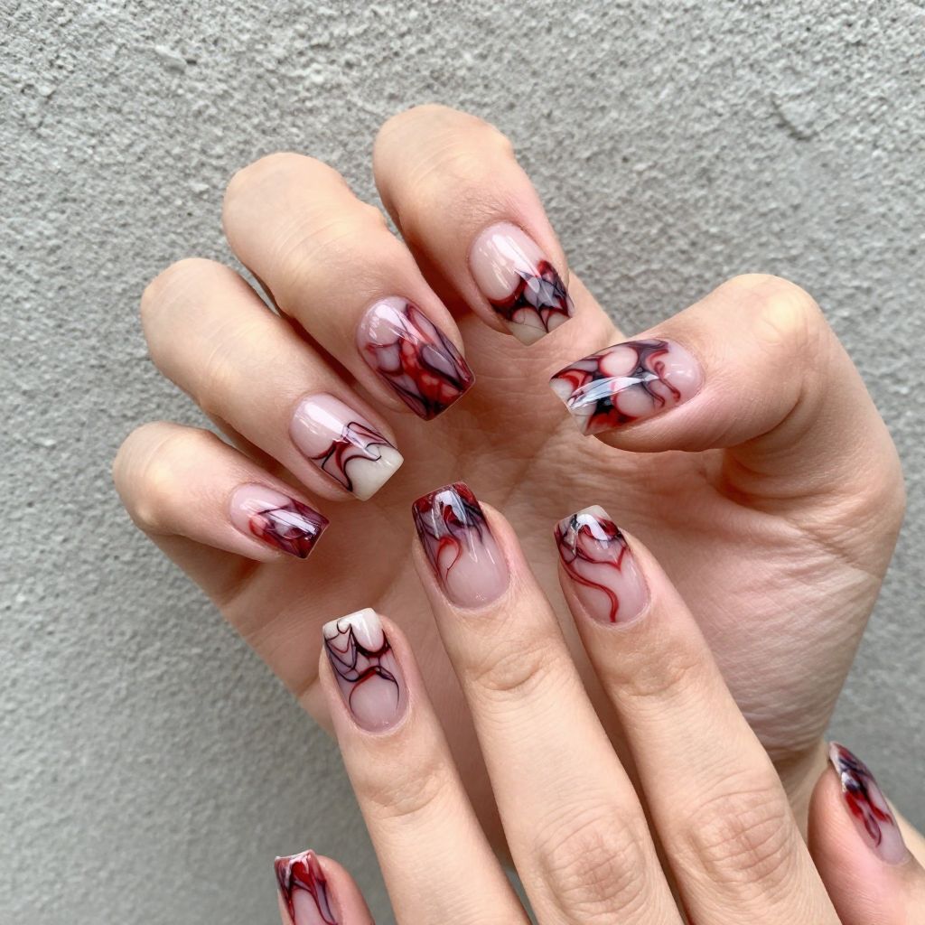 Red and black nail idea 3