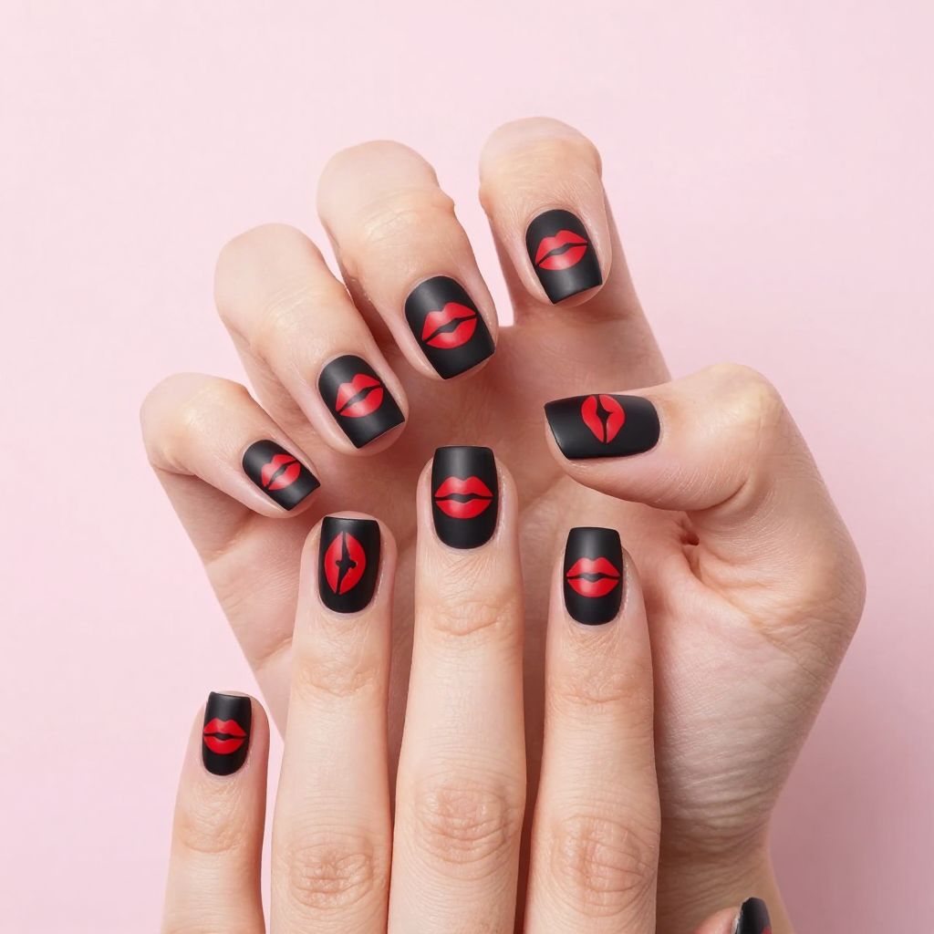 Red and black nail idea 4