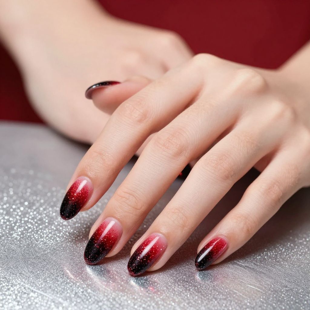 Red and black nail idea 8