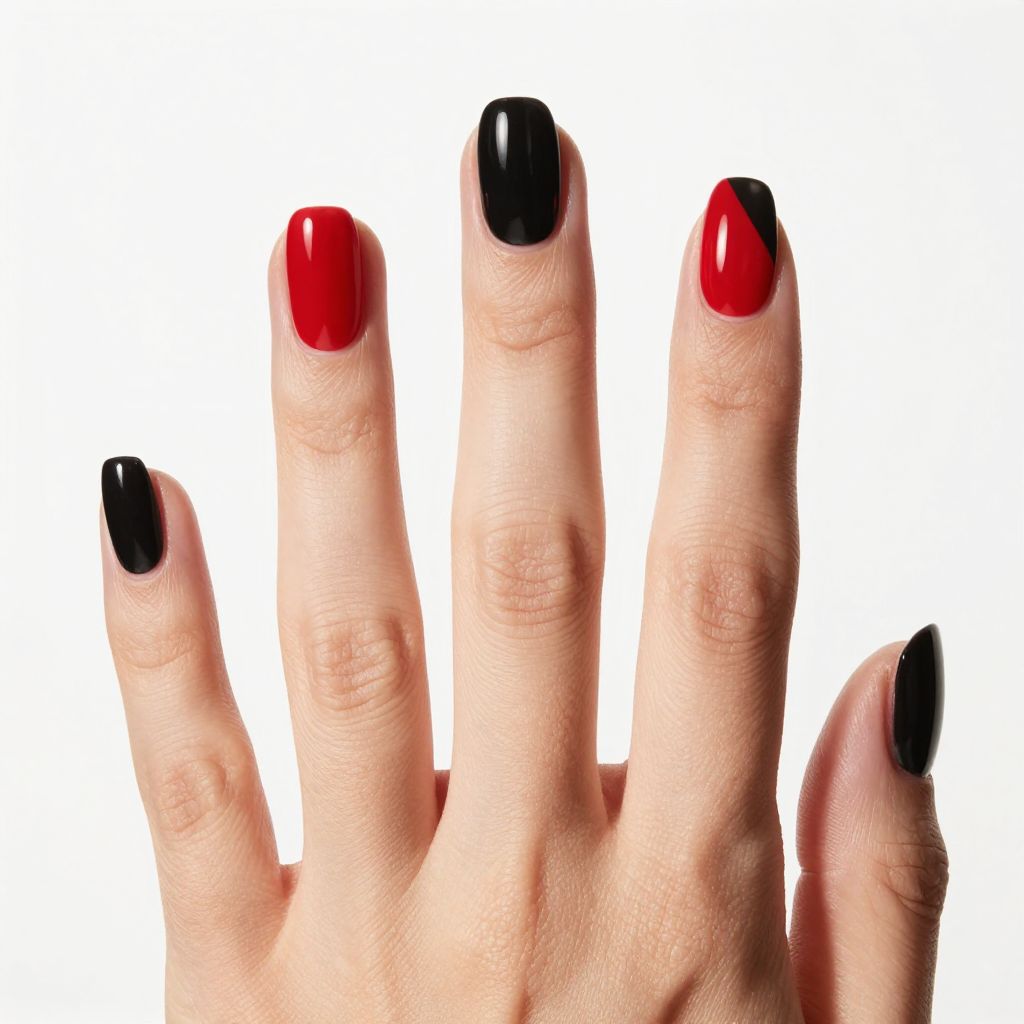 Red and black nail idea 7