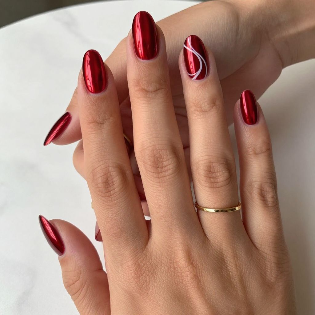 Red Chrome With White Swirls