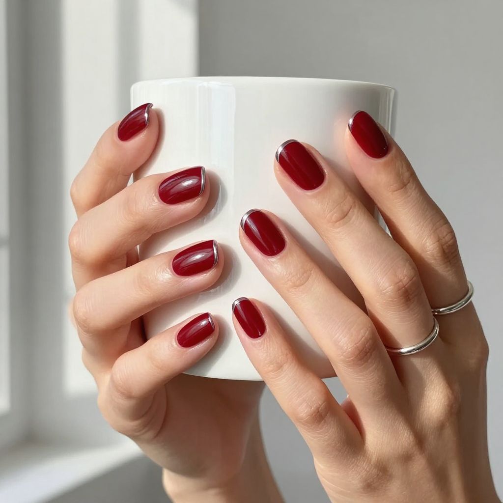 Classic cherry red gloss red Christmas nail idea