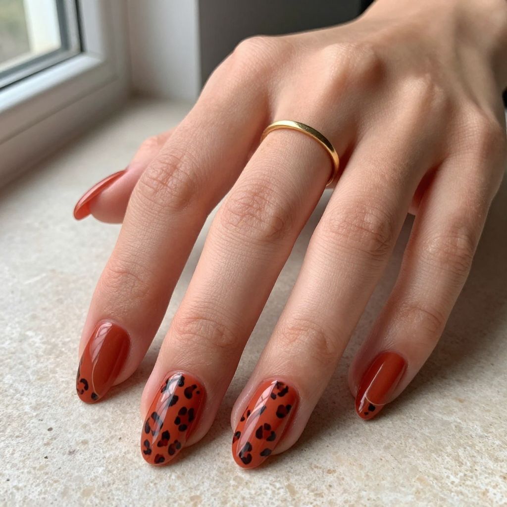Red Leopard Print Nails