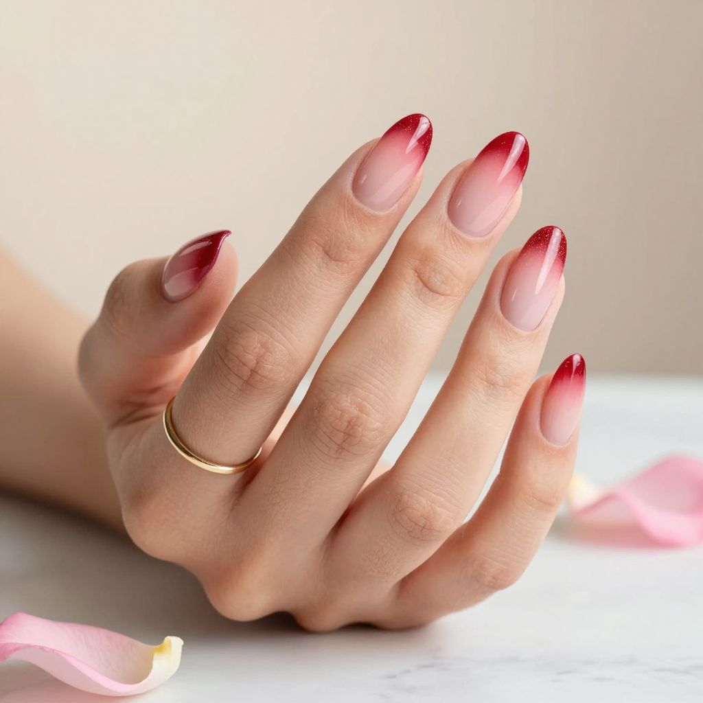 Red Ombre Gradient Nails
