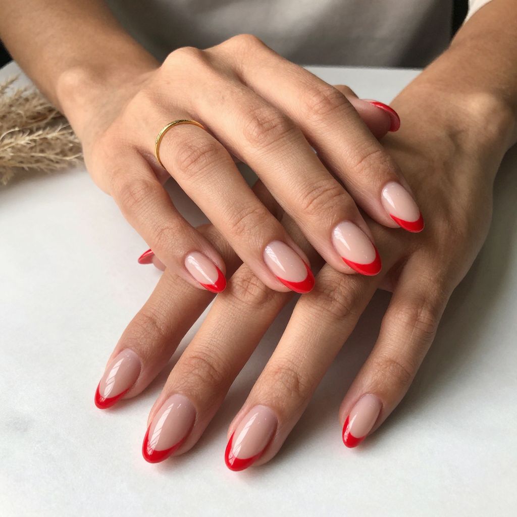 Red French Tip Nails