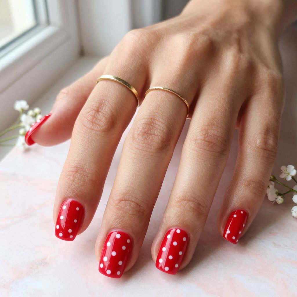 Red with White Polka Dots