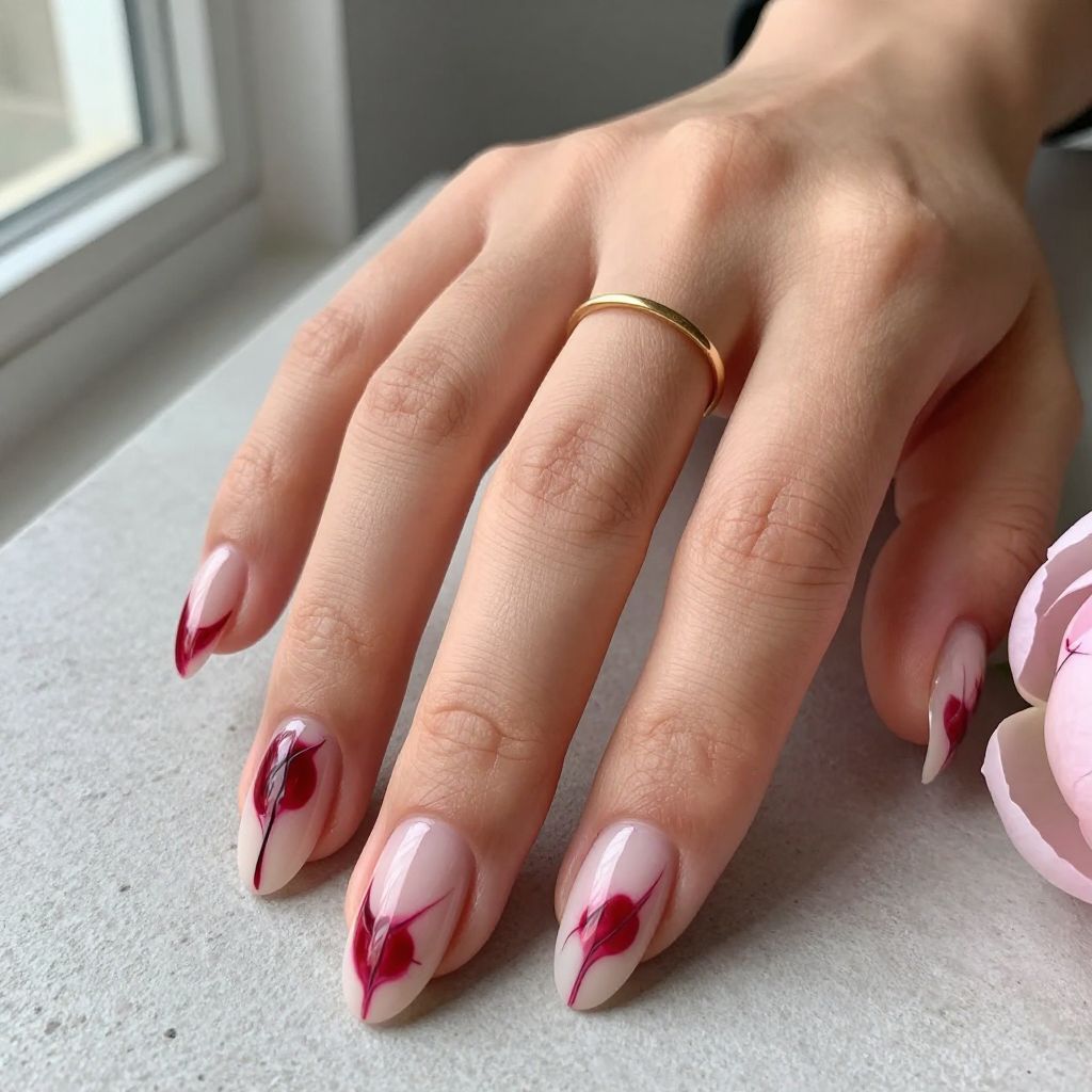 Red Marble Nails