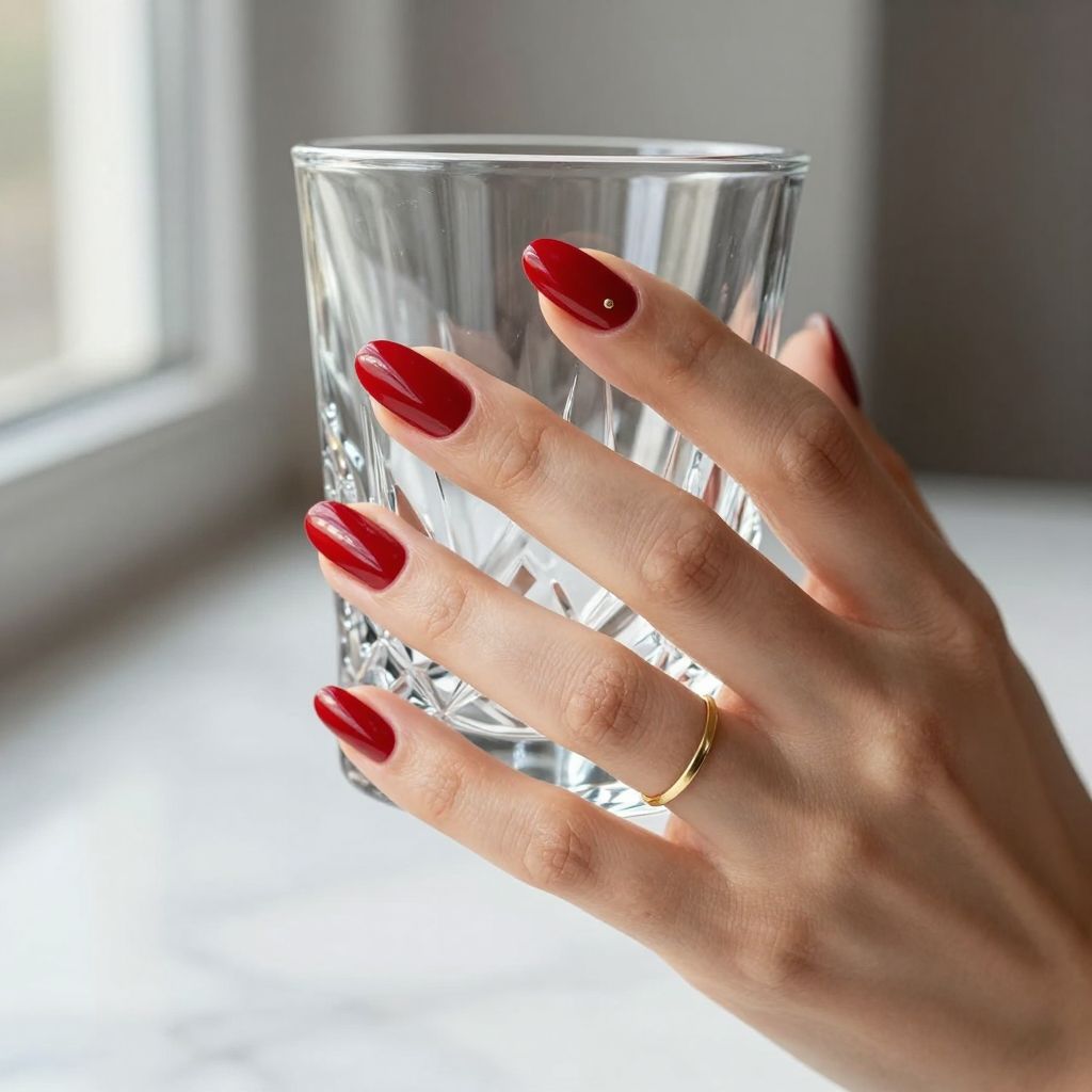 Glossy Scarlet Red Nails