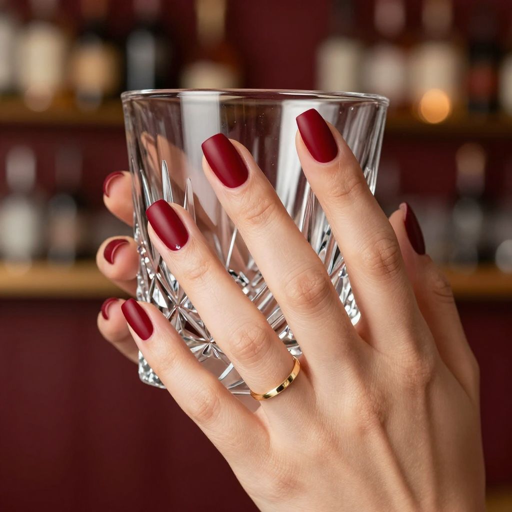 Matte Crimson Velvet Nails