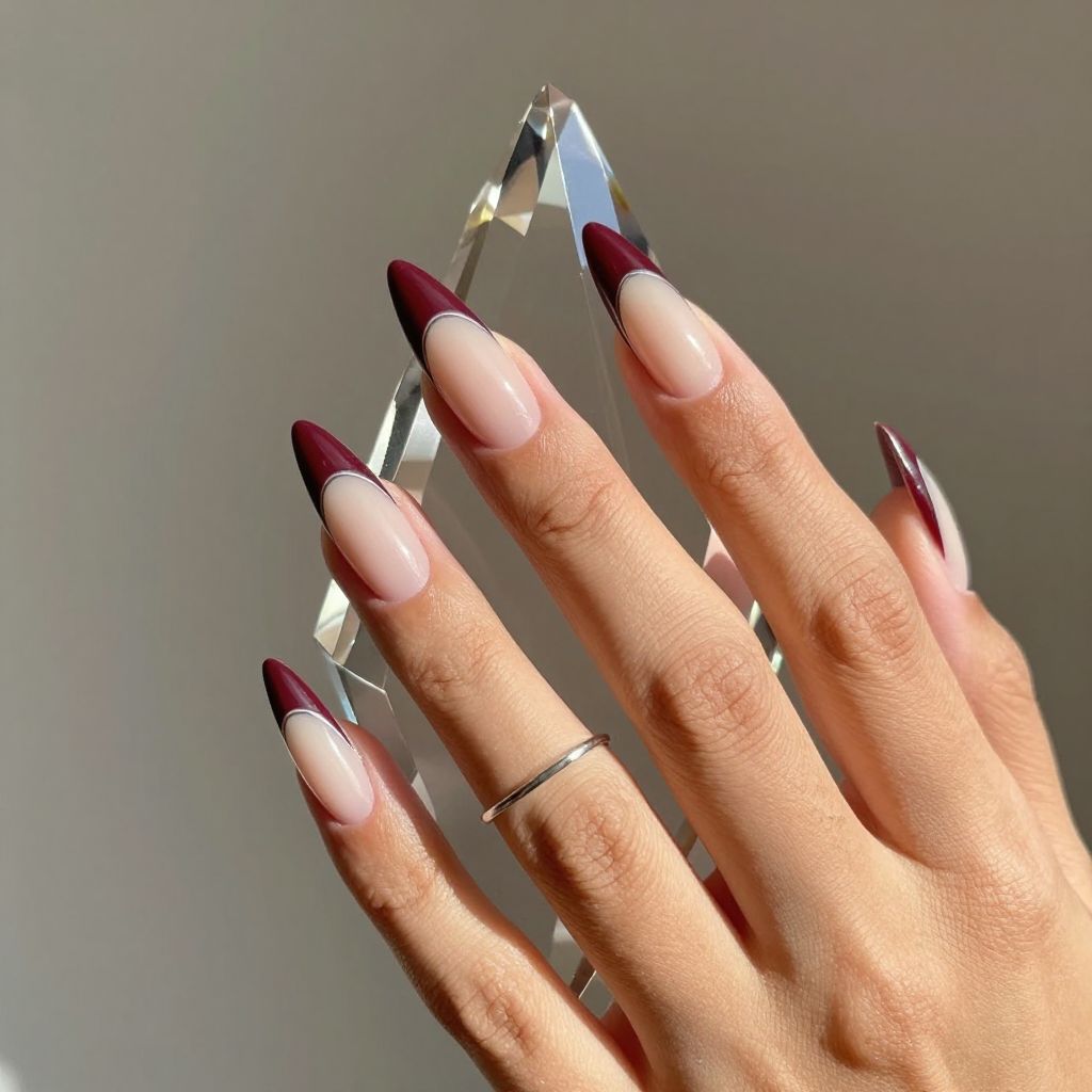 Burgundy Negative Space Red Nails