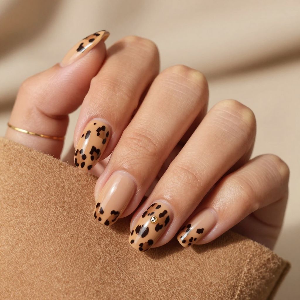 Gilded Leopard Spark rhinestone nails