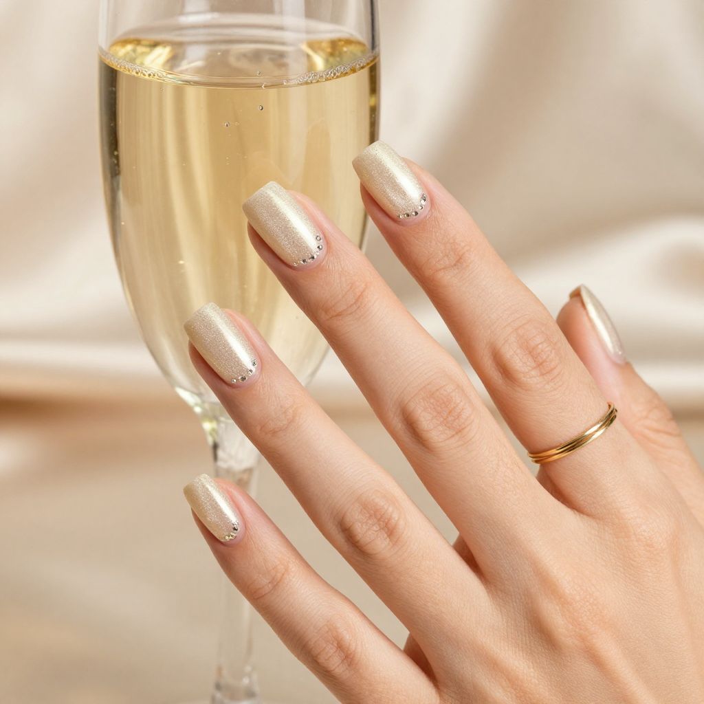 Champagne Bubbles rhinestone nails