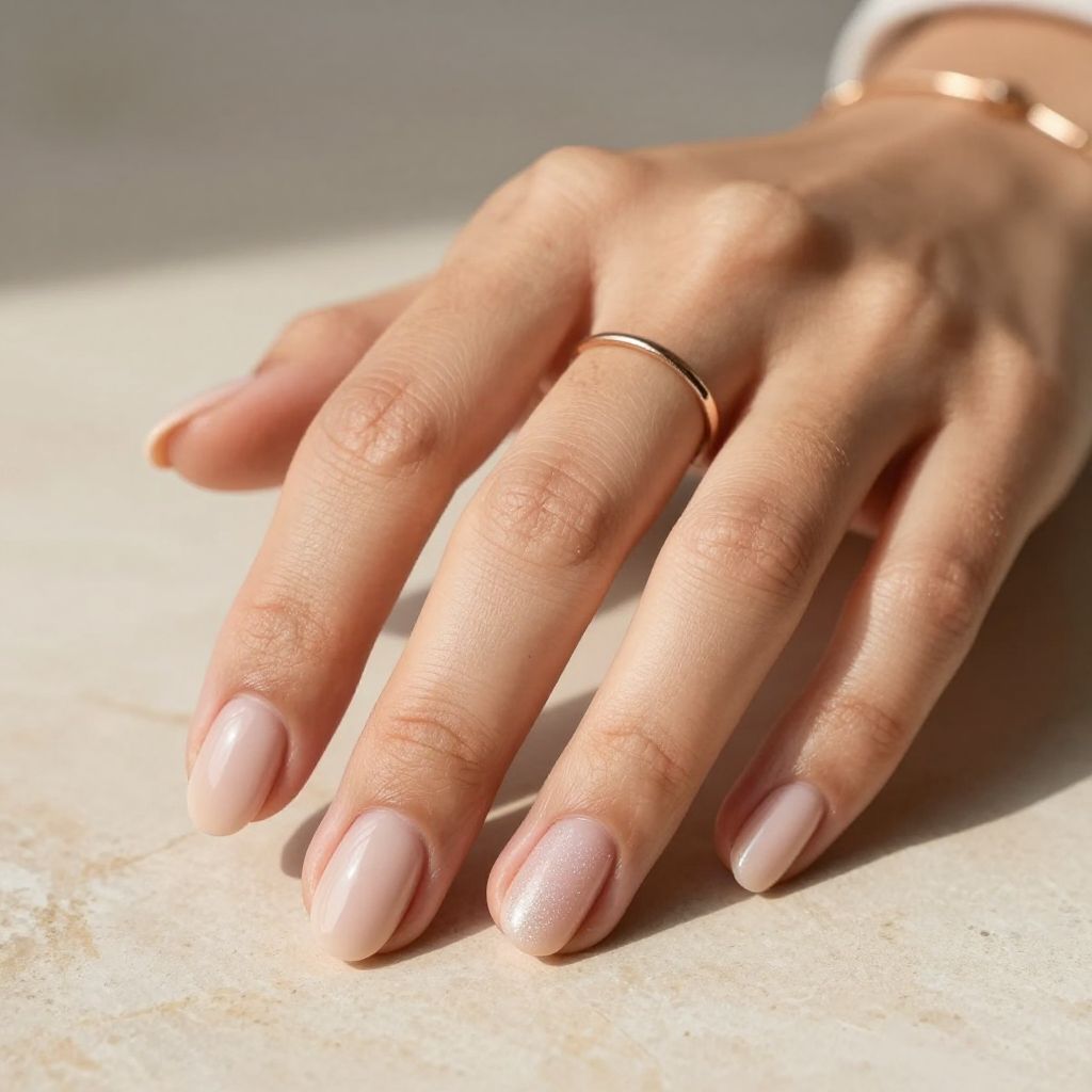 Soft Milky Nude Round Nails