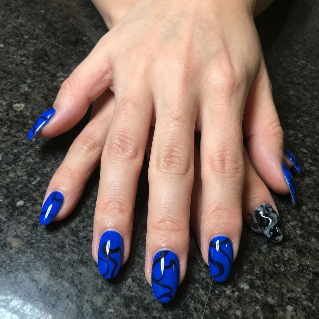 Royal Blue Nail Design 7