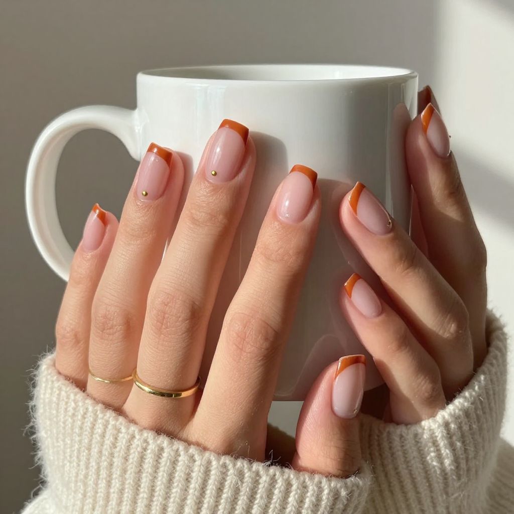 Pumpkin Spice Micro French nails