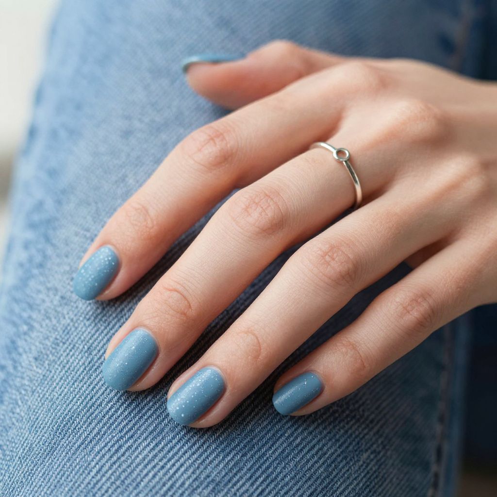 Denim Speckle Matte nails
